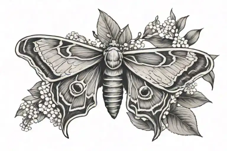 Atlas Moth With Lily Of The Valley On The Wings