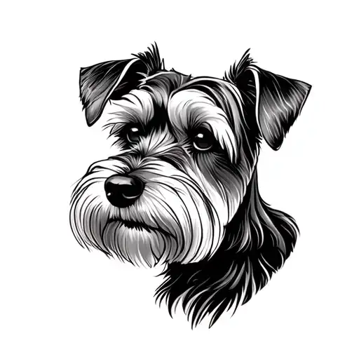 Mini Schnauzer Fine Line Tattoo Design Inspired Outline Only