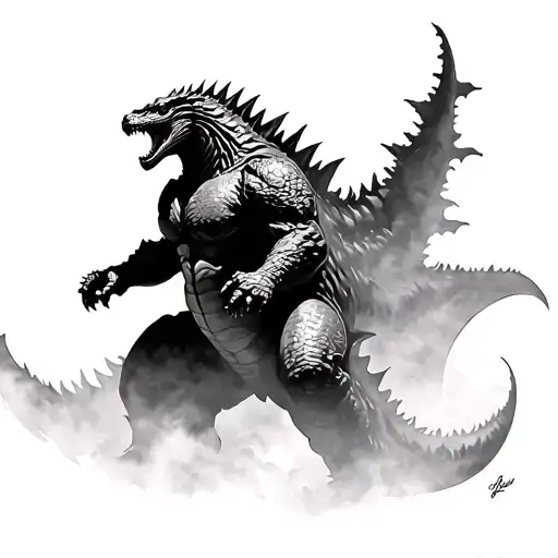 Godzilla Tattoo In The Mist