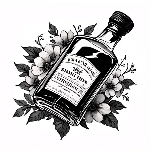 Broken Whiskey Bottle With Flowers