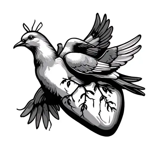 Dove Perched On Human Heart