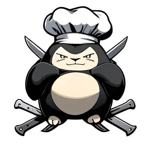 Snorlax In A Chef Hat In Cross Bones Style With Knives