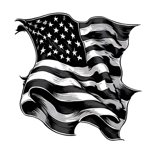 Black And White American Flag Intertwined