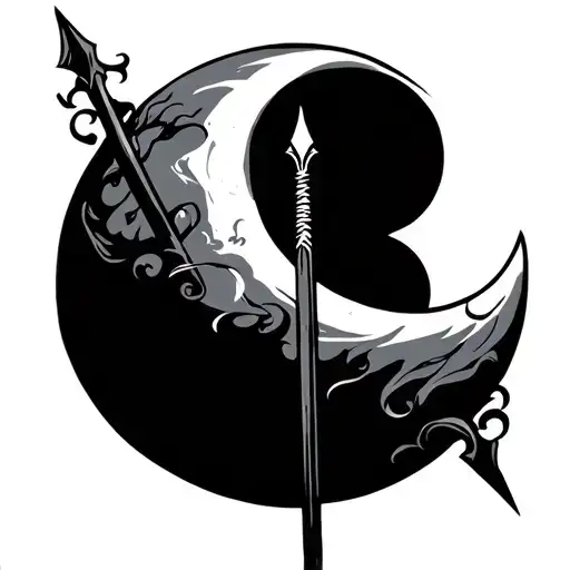 A Moon With A Spear And Bow