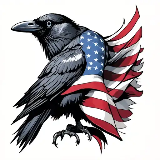 Crow Wrapped In American Flag