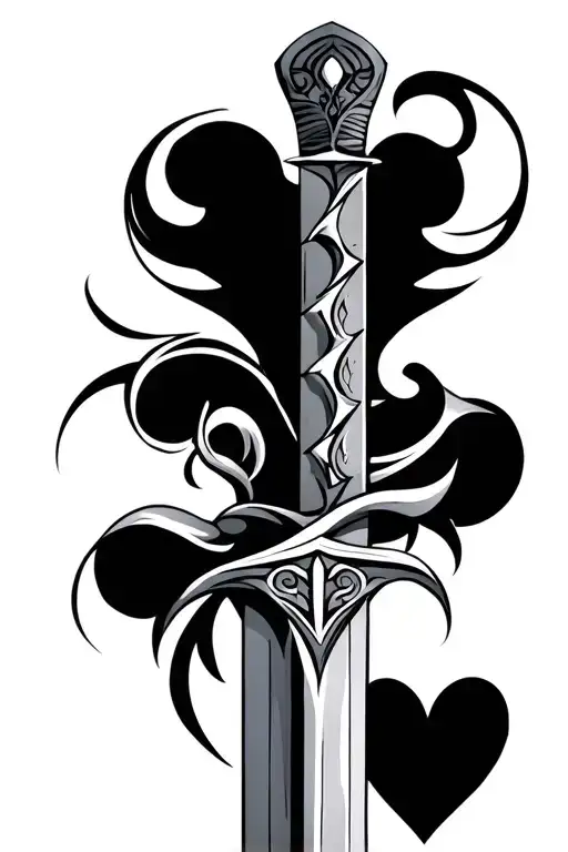 A Sword With A Heart-shaped Hilt Tribal