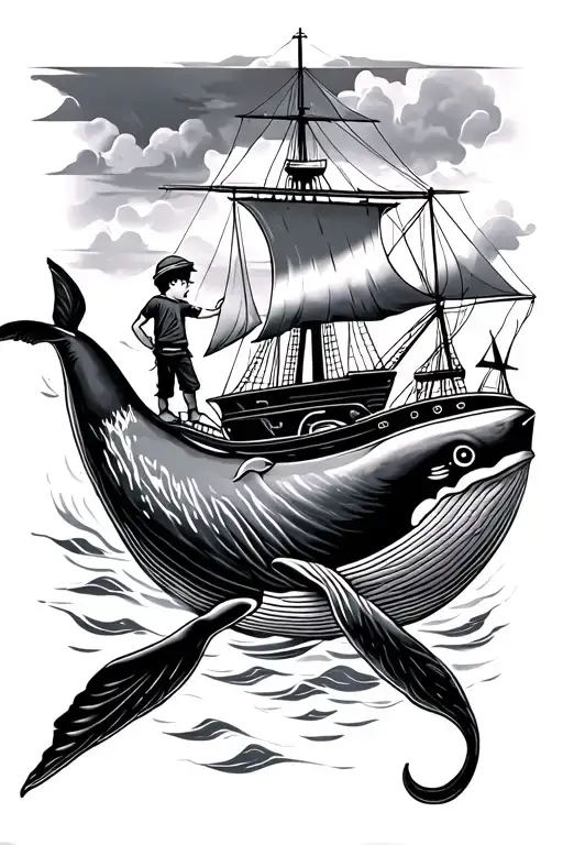 Whale And Boat And Little Boy