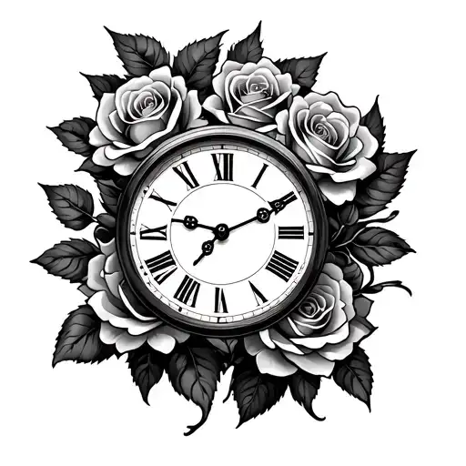 Roses And Clock Inside