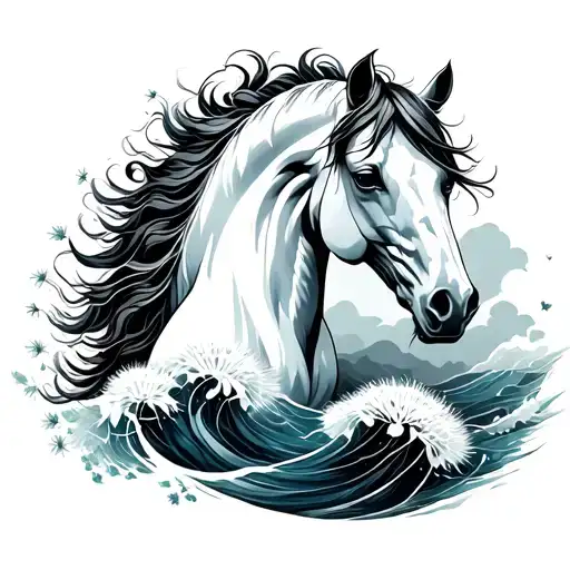 Dandelion Horse Ocean Waves Forming