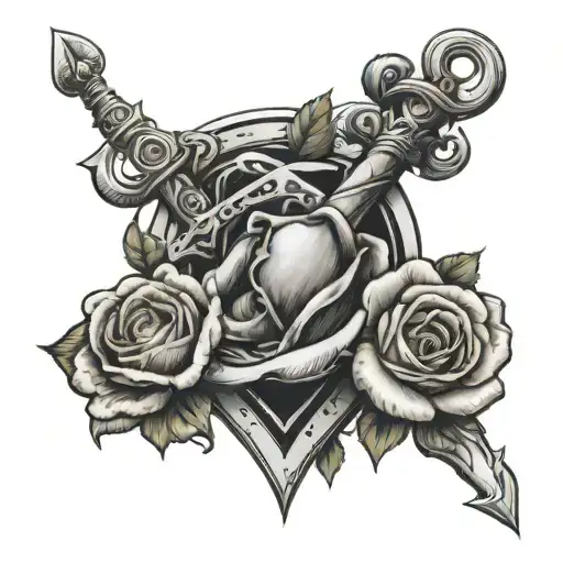 Roses Ace Playing Card Anchor Intertwined