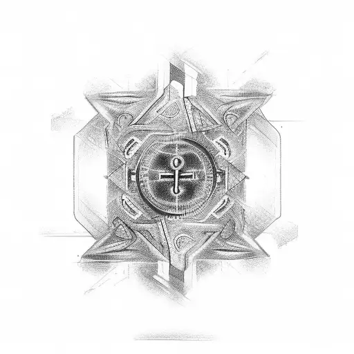 A Black And Grey Tattoo Depicting A Series Of Intricate Triskel Symbols