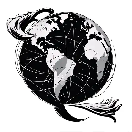 Atlas Holding The World Lines Around Him