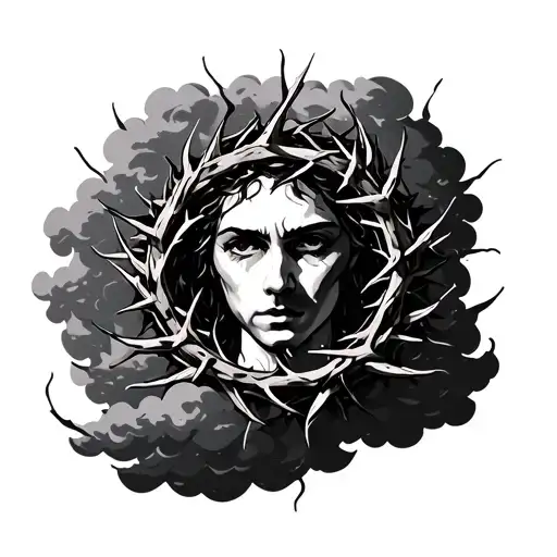 Crown Of Thorns With Clouds Surrounding