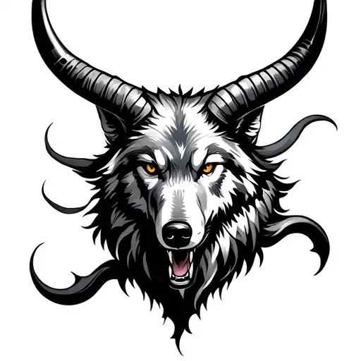 Bull Horn Through Wolf