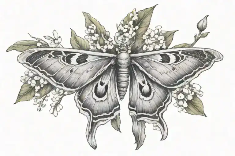 Atlas Moth With Lily Of The Valley On The Wings