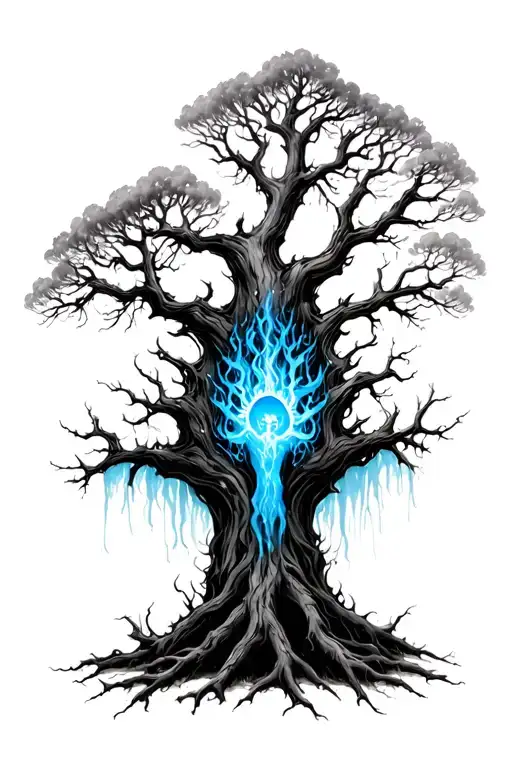 Dead Tree With Glowing Blue Soul