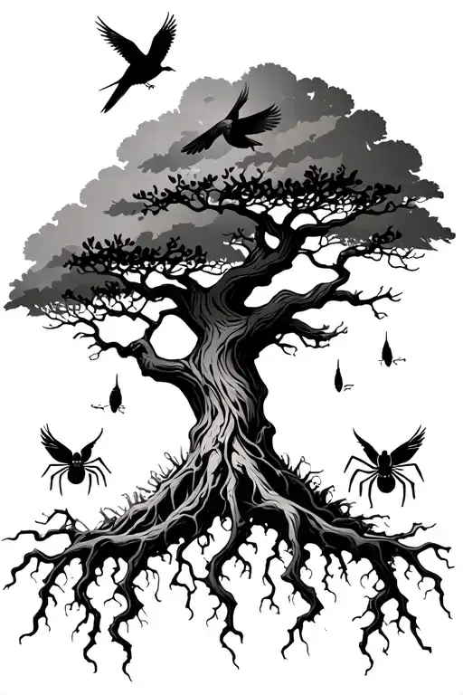 Poison Tree With Birds And Spiders