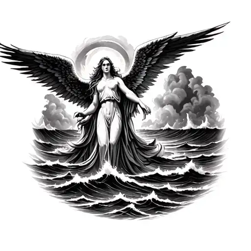 Seraphim In A Storming Ocean Scene