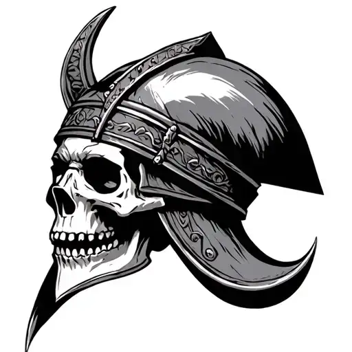 Skull Wearing Viking Helmet Facing Forward