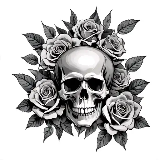 Skull And Roses With Quote Written