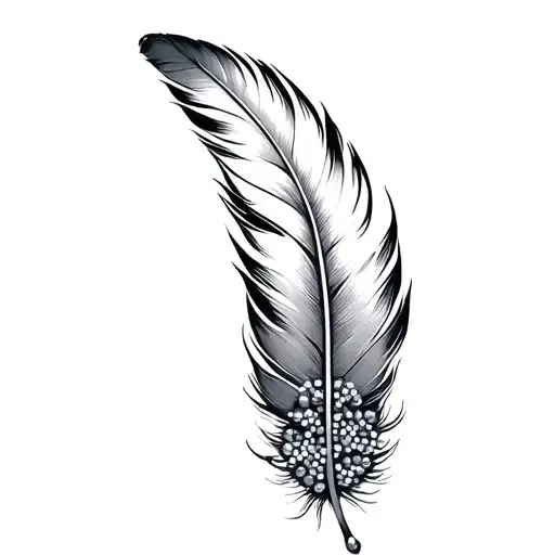 White Feather With Beads