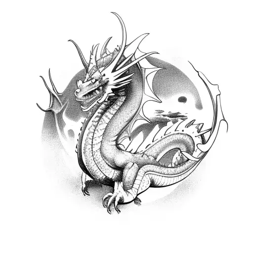 Dragon In Well Tattoo