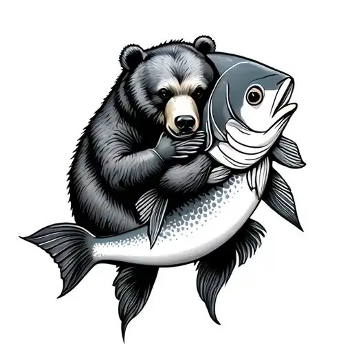 Bear Hugging A Fish