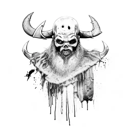 A Full Body Viking Zombie With Torn Clothes And Oozing Wounds In Black And White