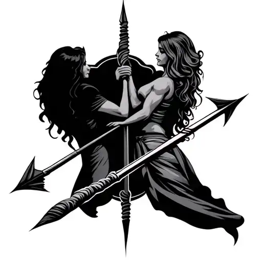Couples Bow And Arrow Tattoo Design