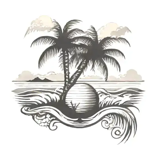 Coconut Tree And Ocean