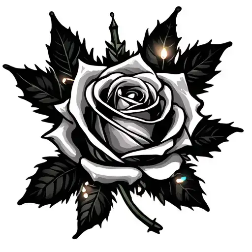 Rose With Christmas Lights