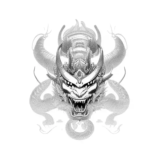 Samurai And Dragon Halfsleevr