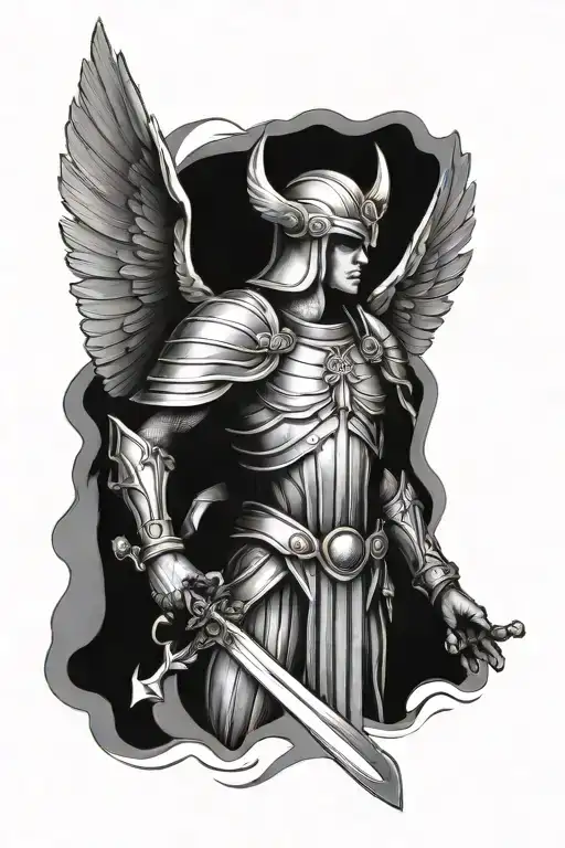 Archangel In Armor Holding A Sword