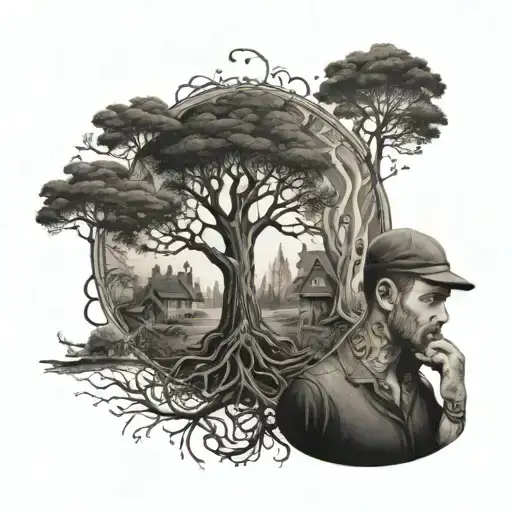 Life In Circles Representing Men And His Family Tree