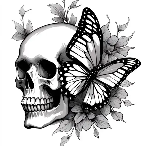 Pretty Skull And Butterfly