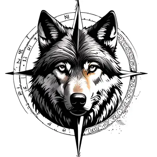Wolf Compass With Fingerprint