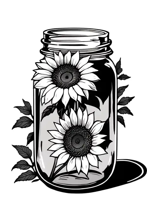 Mason Jar With Sunflower