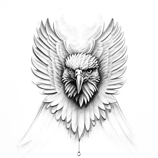 Realistic Eagle Head With Wings