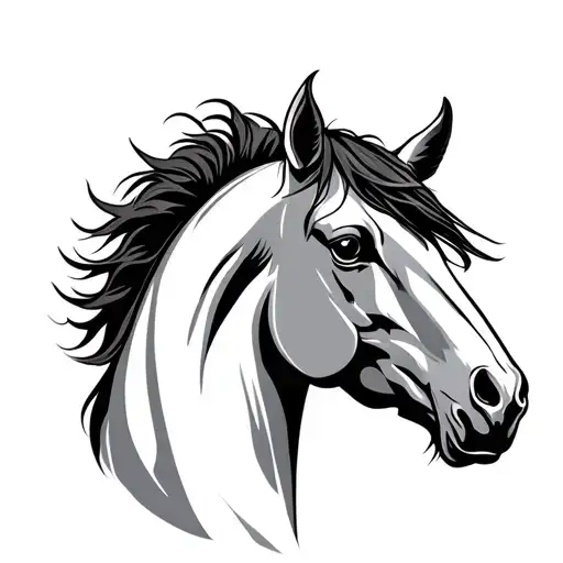 Horse Head Neo Trad Tattoo Design