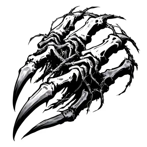 Bear Claw Skeleton Thorned Tree Barb Wire Wrapped