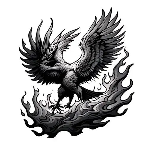 Phoenix Coming Out Of Fire Flames