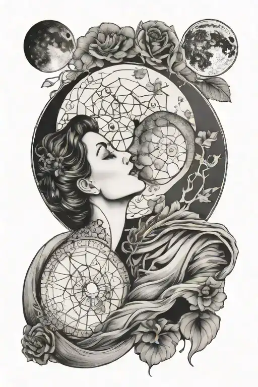 The Lovers Kissing Full Moon Phases