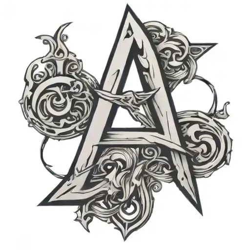 An Abstract Representation Of Atheism Through Symbols Like The 'A' In A Unique Design