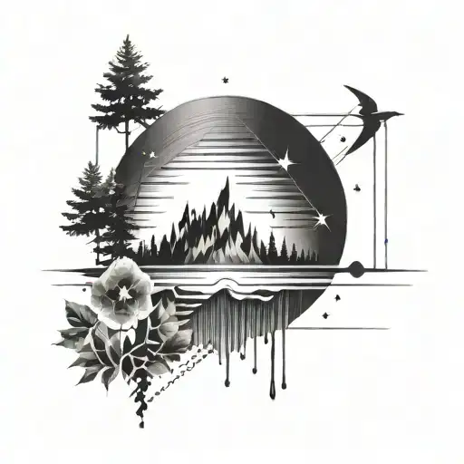 A Geometric Representation Of A Soundwave With Outdoor Scenery Inside