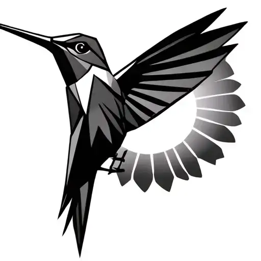 Origami Hummingbird With Sunrise Background