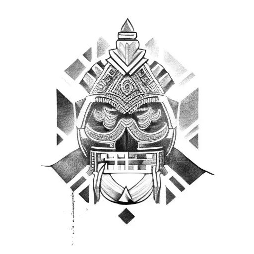 A Black And Grey Aztec Warrior