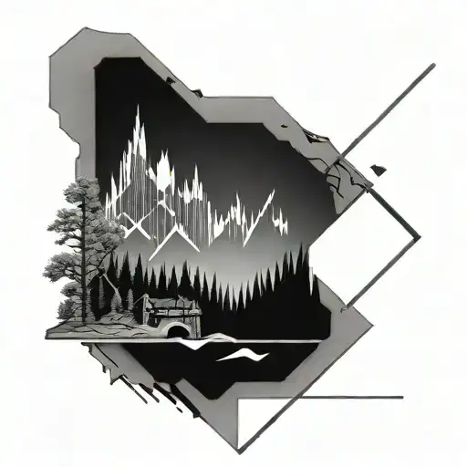 A Geometric Representation Of A Soundwave With Outdoor Scenery Inside