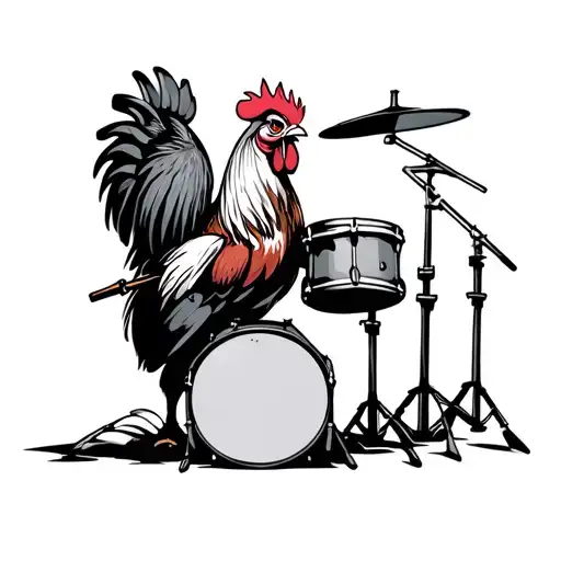 Rooster Playing Drum Set