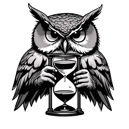 Owl Holding An Hourglass In Its Talons