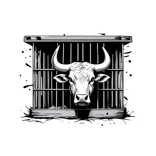 Bull Inside A Cage